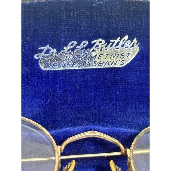 Sharon 1940s Round Wire Frame Glasses Art Deco Case & Original Certificates main image 8